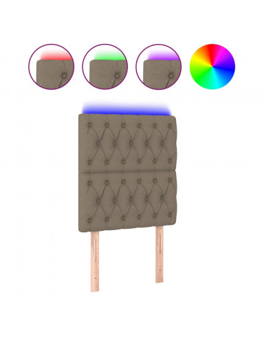 Testiera a LED tortora 80x7x118/128 cm in Tessuto