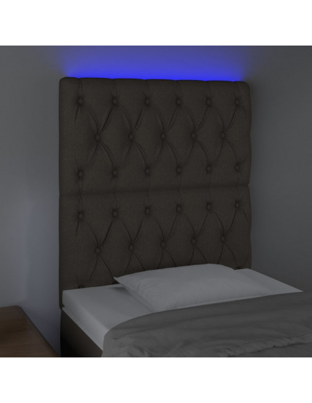 Testiera a LED tortora 80x7x118/128 cm in Tessuto