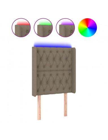 Testiera a LED Tortora 83x16x118/128 cm in Tessuto