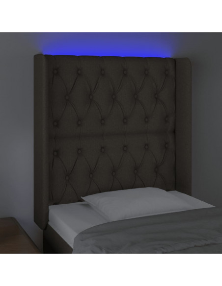 Testiera a LED Tortora 83x16x118/128 cm in Tessuto