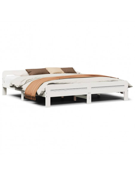 Letto senza Materasso Bianco 180x200 cm Legno Massello di Pino