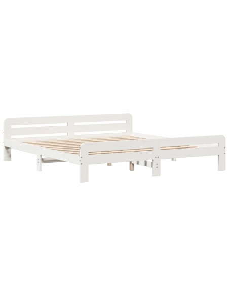 Letto senza Materasso Bianco 180x200 cm Legno Massello di Pino