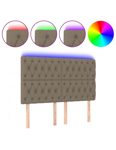 Testiera a LED Tortora 160x7x118/128 cm in Tessuto