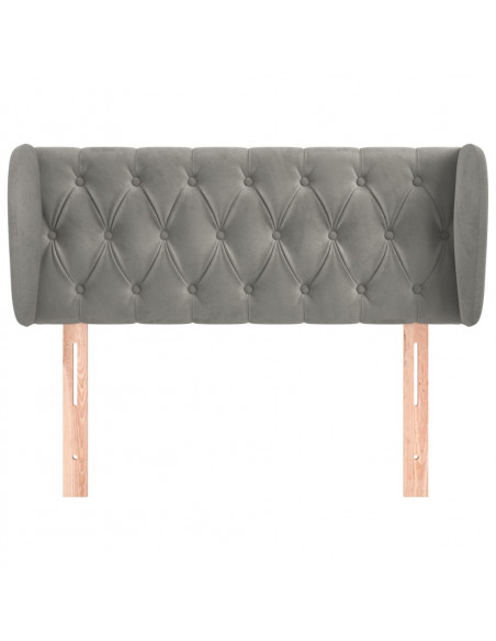 Testiera ad Orecchio Grigio Chiaro 103x23x78/88 cm in Velluto