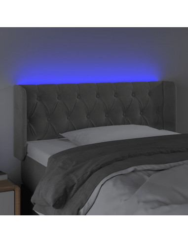 Testiera Grigio Chiaro a LED 103x16x78/88 cm in Velluto