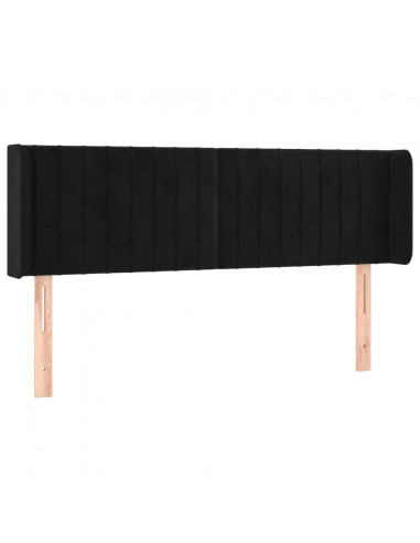 Testiera ad Orecchio Nera 147x16x78/88 cm in Velluto