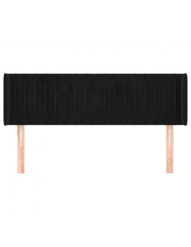 Testiera ad Orecchio Nera 147x16x78/88 cm in Velluto
