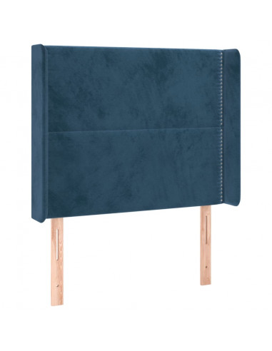 Testiera ad Orecchio Blu Scuro 93x16x118/128 cm in Velluto