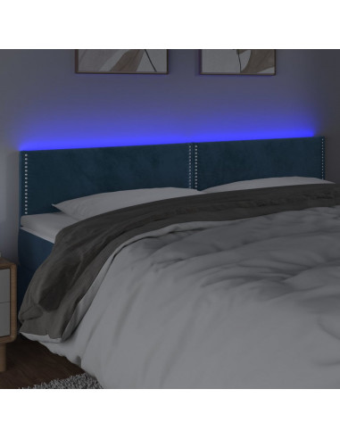Testiera a LED Blu Scuro 180x5x78/88 cm in Velluto