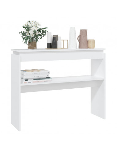 Tavolino Consolle Bianco 102x30x80 cm in Legno Multistrato