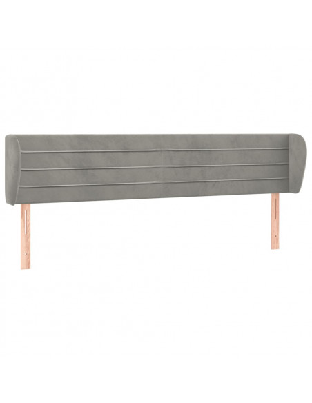 Testiera ad Orecchio Grigio Chiaro 183x23x78/88 cm in Velluto