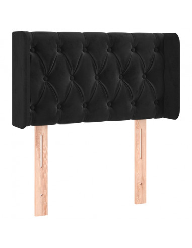 Testiera ad Orecchio Nera 83x16x78/88 cm in Velluto