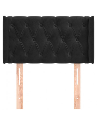 Testiera ad Orecchio Nera 83x16x78/88 cm in Velluto