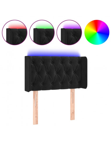 Testiera a LED Nera 83x16x78/88 cm in Velluto