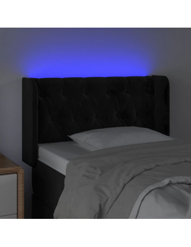 Testiera a LED Nera 83x16x78/88 cm in Velluto