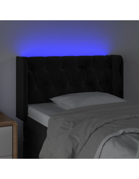 Testiera a LED Nera 83x16x78/88 cm in Velluto