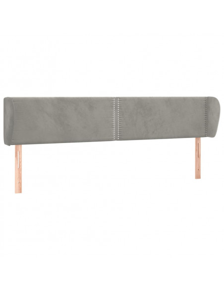 Testiera ad Orecchio Grigio Chiaro 163x23x78/88 cm in Velluto