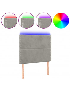 Testiera a LED Grigio Chiaro 80x5x118/128 cm in Velluto 2