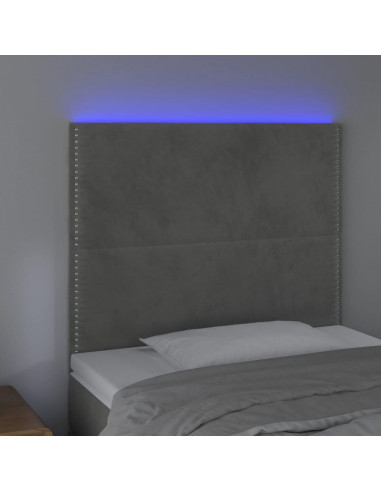 Testiera a LED Grigio Chiaro 80x5x118/128 cm in Velluto