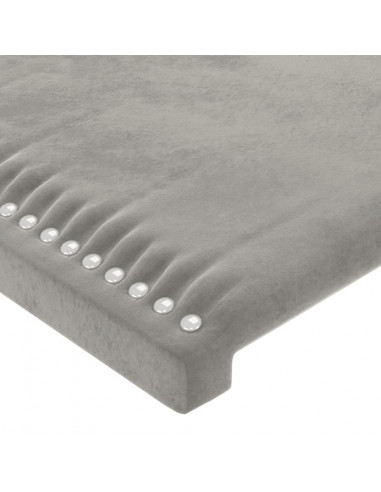 Testiera a LED Grigio Chiaro 83x16x118/128 cm in Velluto