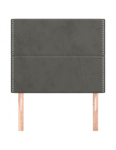 Testiera 2 pz Grigio Scuro 90x5x78/88 cm in Velluto