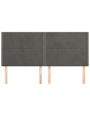 Testiera 4 pz Grigio Scuro 90x5x78/88 cm in Velluto