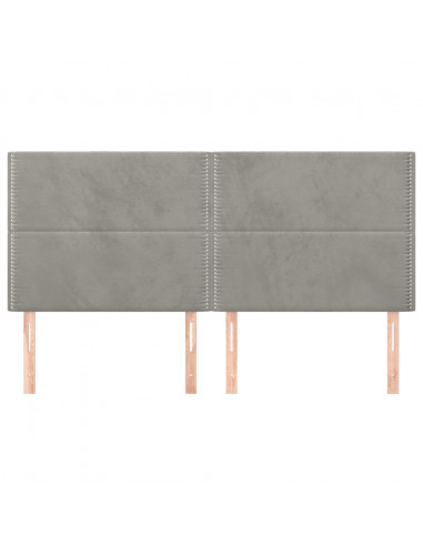 Testiera 4 pz Grigio Chiaro 90x5x78/88 cm in Velluto