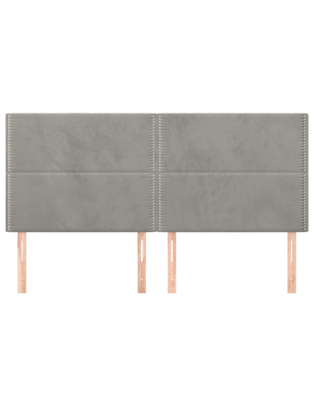 Testiera 4 pz Grigio Chiaro 90x5x78/88 cm in Velluto