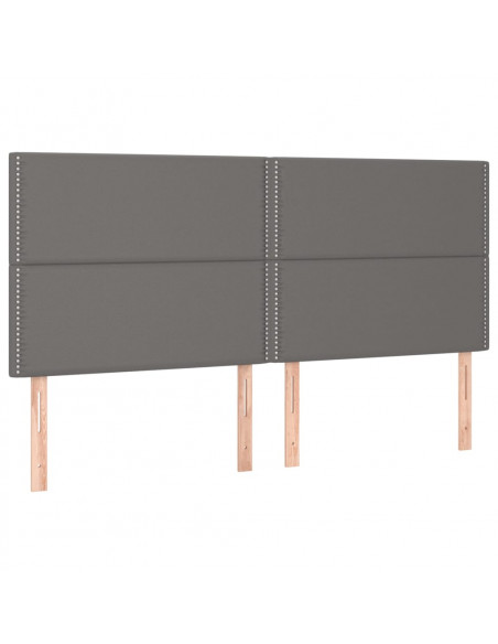 Testiera 4 pz Grigio 80x5x78/88 cm in Similpelle