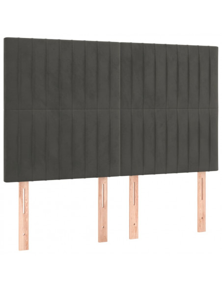 Testiere 4 pz Grigio Scuro 72x5x78/88 cm in Velluto