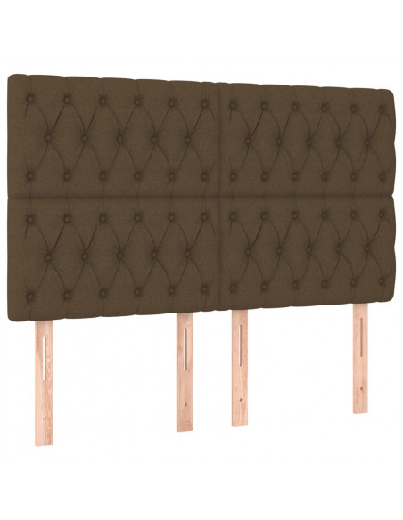 Testiera 4 pz Marrone Scuro 80 x 7 x 78/88 cm in Tessuto