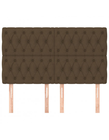 Testiera 4 pz Marrone Scuro 80 x 7 x 78/88 cm in Tessuto