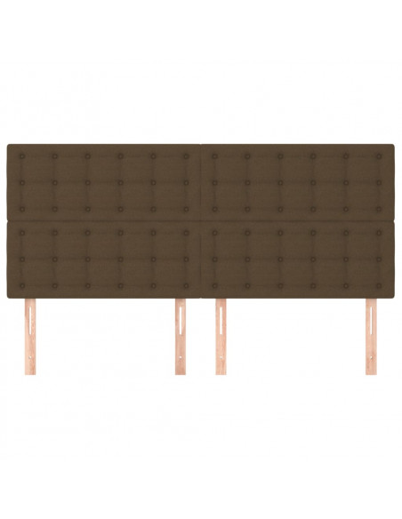 Testiera 4 pz Marrone Scuro 90x5x78/88 cm in Tessuto