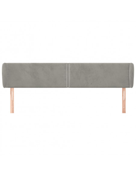 Testiera ad Orecchio Grigio Chiaro 183x23x78/88 cm in Velluto