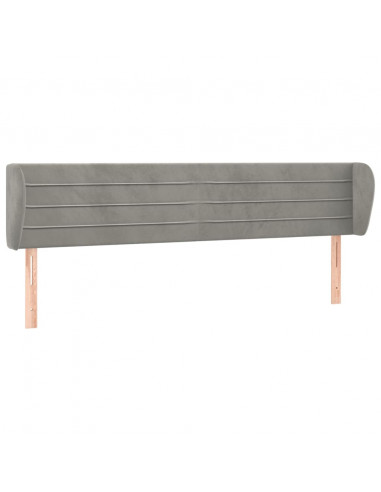 Testiera ad Orecchio Grigio Chiaro 163x23x78/88 cm in Velluto