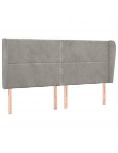 Testiera ad Orecchio Grigio Chiaro 183x23x118/128 cm in Velluto 2