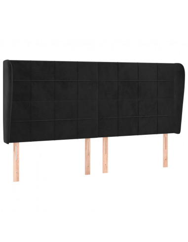 Testiera ad Orecchio Nera 203x23x118/128 cm in Velluto