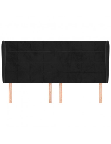 Testiera ad Orecchio Nera 203x23x118/128 cm in Velluto