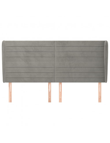 Testiera ad Orecchio Grigio Chiaro 163x23x118/128 cm in Velluto