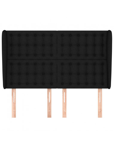 Testiera ad Orecchio Nera 147 x 23 x 118/128 cm in Tessuto