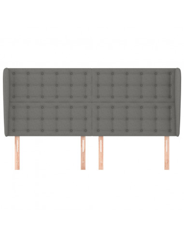 Testiera ad Orecchio GrigioScuro 203x23x118/128cm in Tessuto