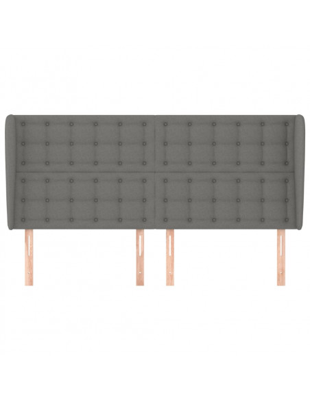 Testiera ad Orecchio GrigioScuro 203x23x118/128cm in Tessuto