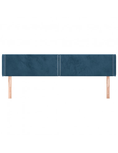 Testiera ad Orecchio Blu Scuro 203x16x78/88 cm in Velluto