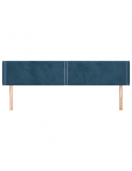 Testiera ad Orecchio Blu Scuro 203x16x78/88 cm in Velluto