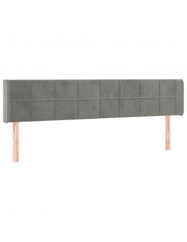 Testiera ad Orecchio Grigio Chiaro 163x16x78/88 cm in Velluto