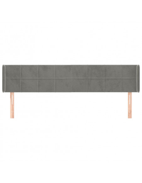 Testiera ad Orecchio Grigio Chiaro 163x16x78/88 cm in Velluto