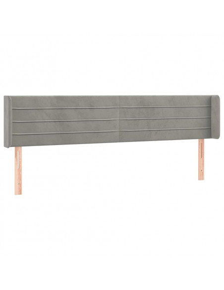 Testiera ad Orecchio Grigio Chiaro 163x16x78/88 cm in Velluto