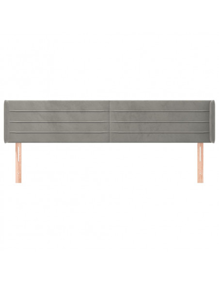 Testiera ad Orecchio Grigio Chiaro 163x16x78/88 cm in Velluto