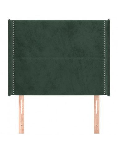 Testiera ad Orecchio Verde Scuro 103x16x118/128cm in Velluto