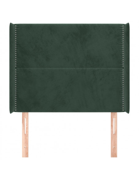 Testiera ad Orecchio Verde Scuro 103x16x118/128cm in Velluto